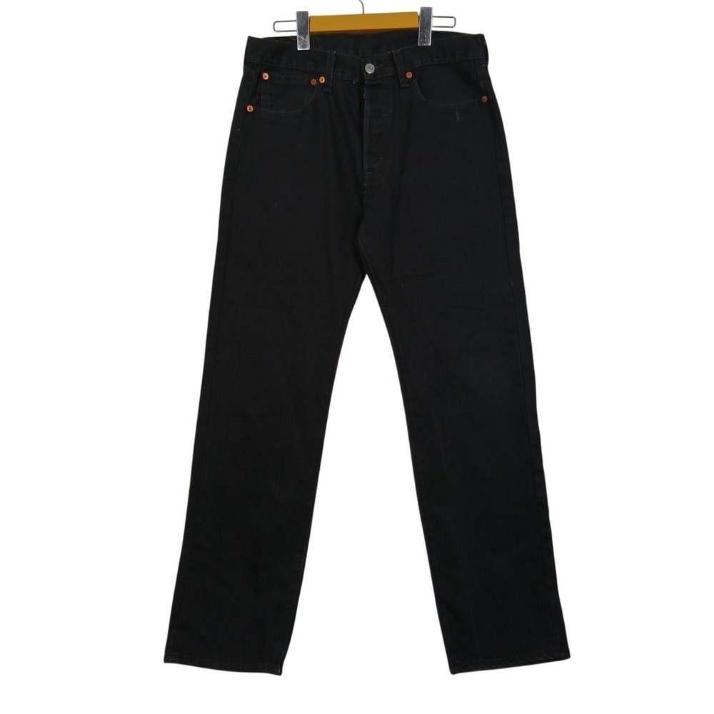 Levis 501 Original Fit Black Denim Button Fly Straight Leg Jeans Mens 31x30